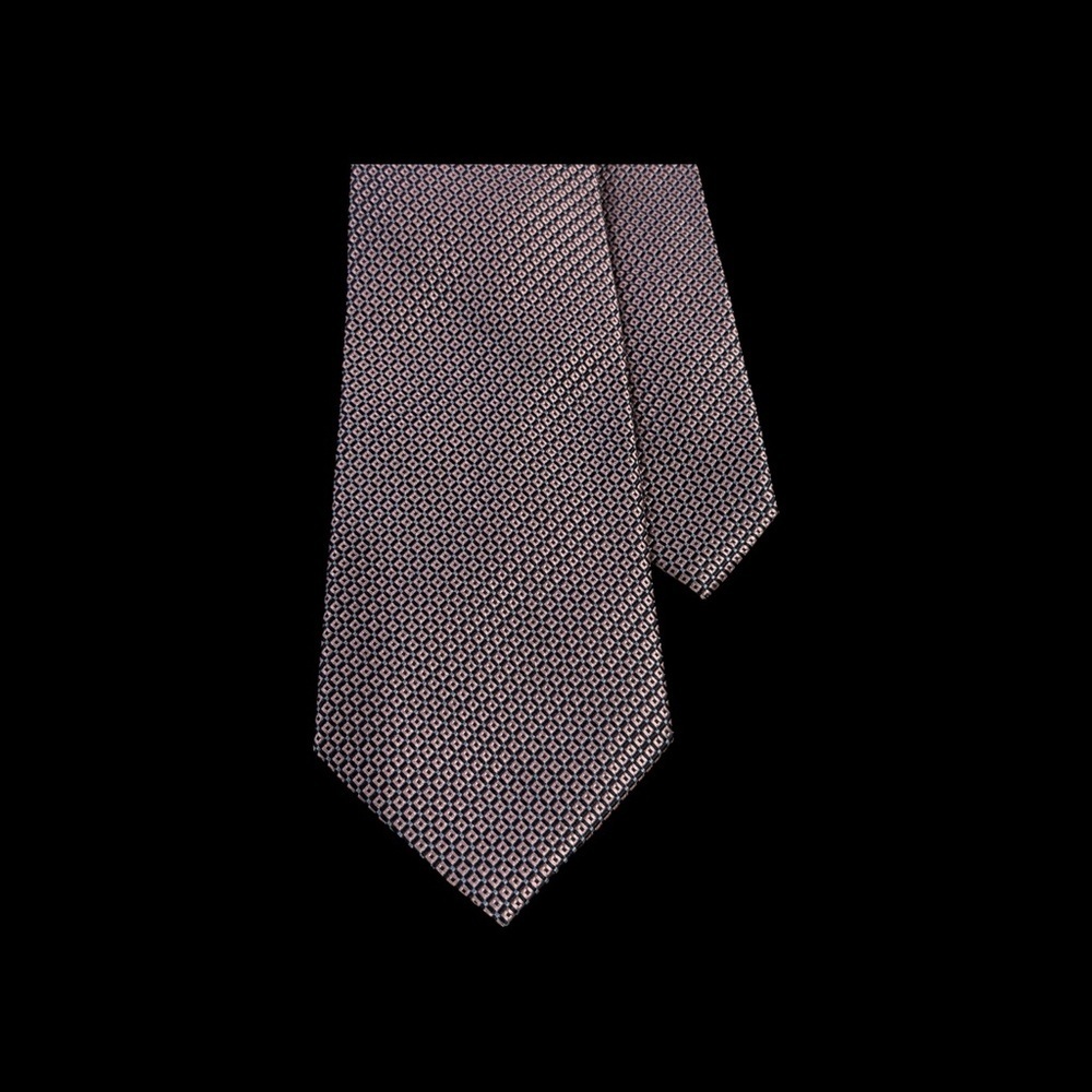 Silk Navy & Pink Geometric Tie - Picture 4 of 6